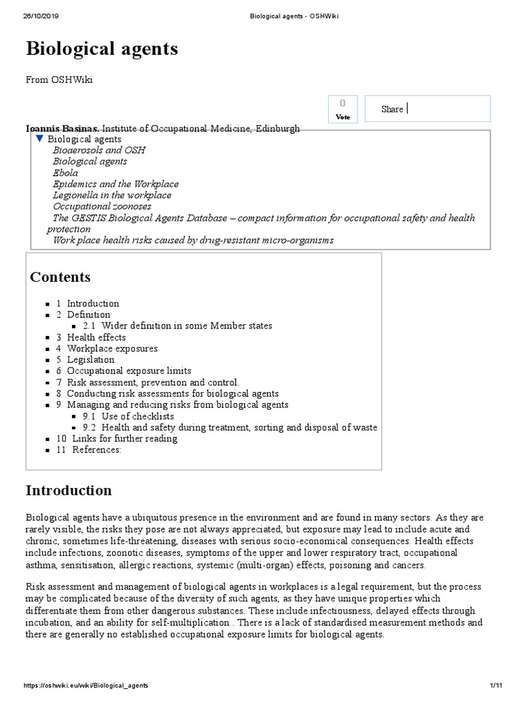 Workplace Biological Hazards Guide | PDF