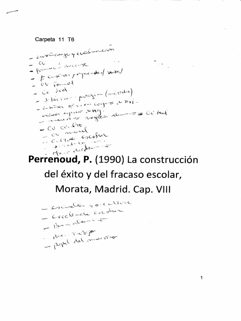 11 PERRENOUD (1990) La Construcción Del Éxito y Del Fracaso Escolar | PDF