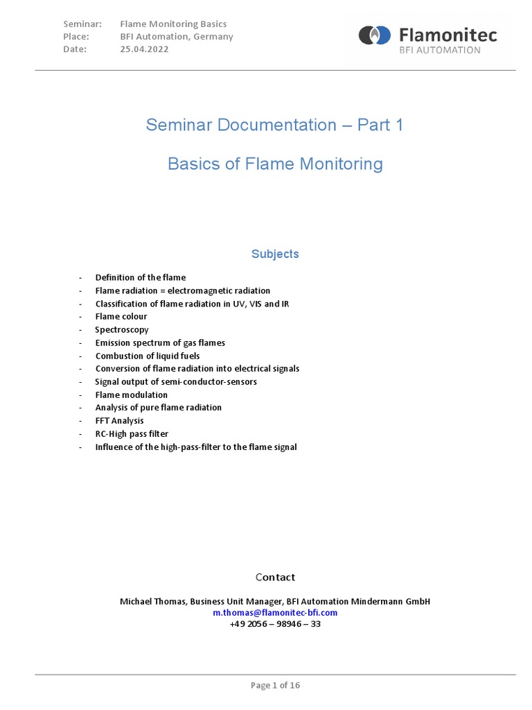 Flame Monitoring Seminar Guide | PDF | Infrared | Spectroscopy