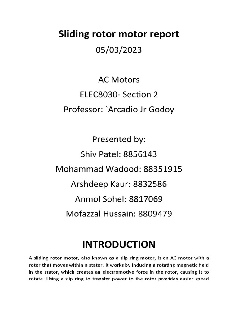 Sliding Rotor Motor Overview and Applications | PDF | Electric Motor ...
