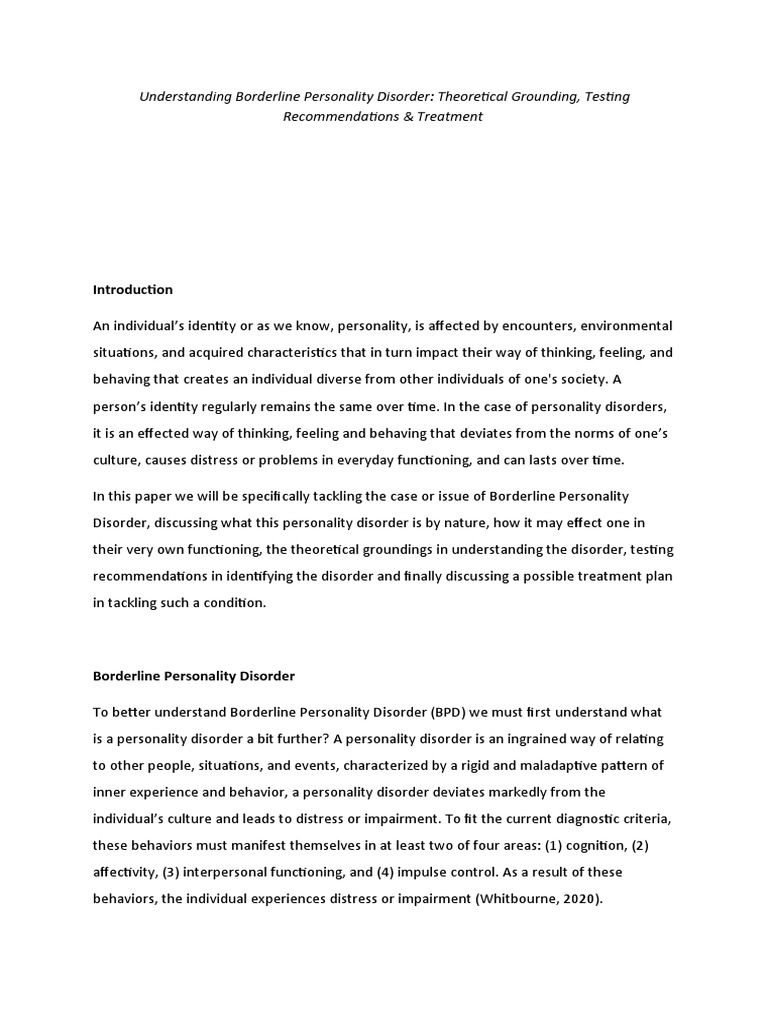 Understanding Borderline Personality Disorder | PDF | Borderline ...
