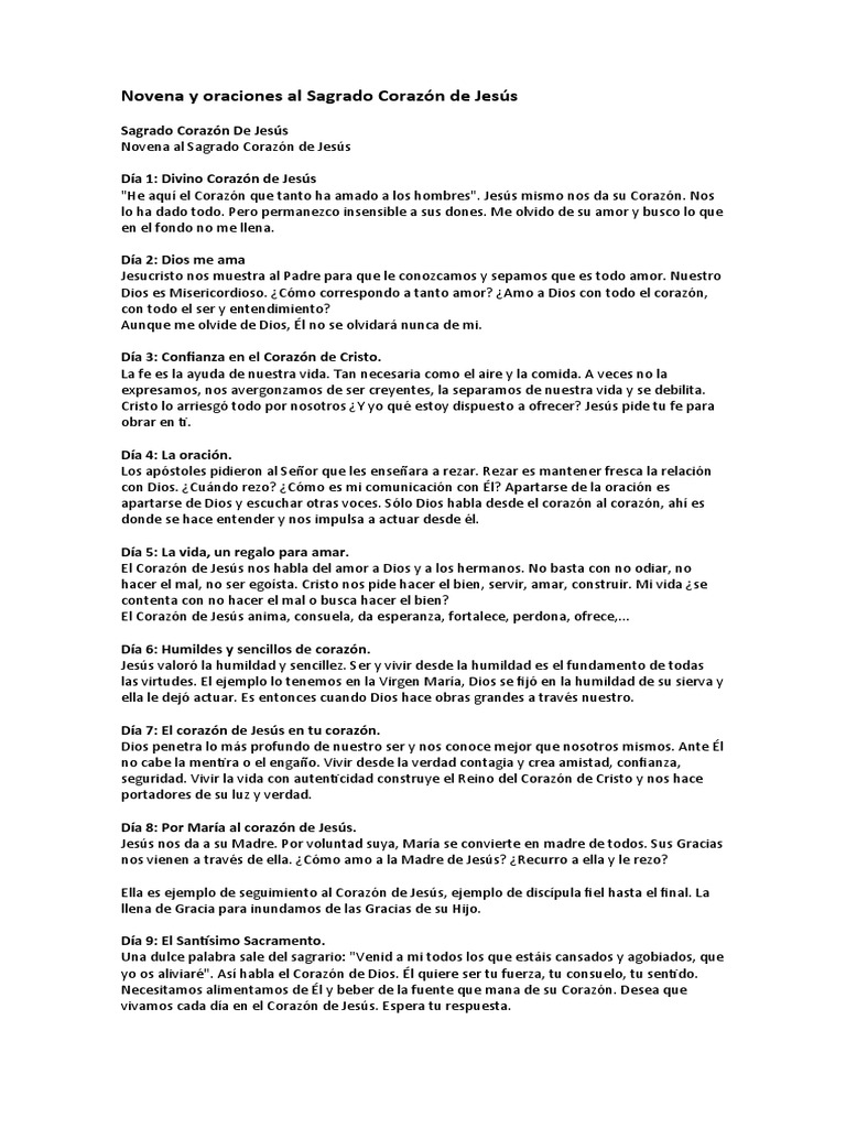 Novena y Oraciones Al Sagrado Corazón de Jesús | PDF | Oración | Amor