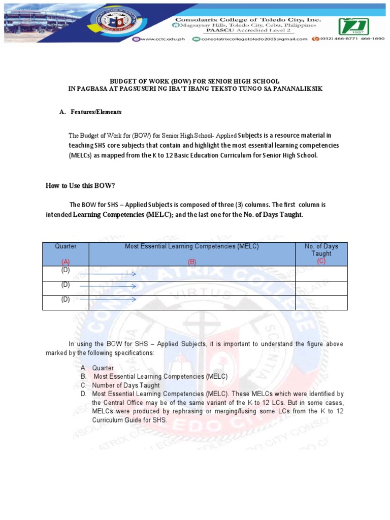 BOW - Pagbasa at Pagsusuri | PDF
