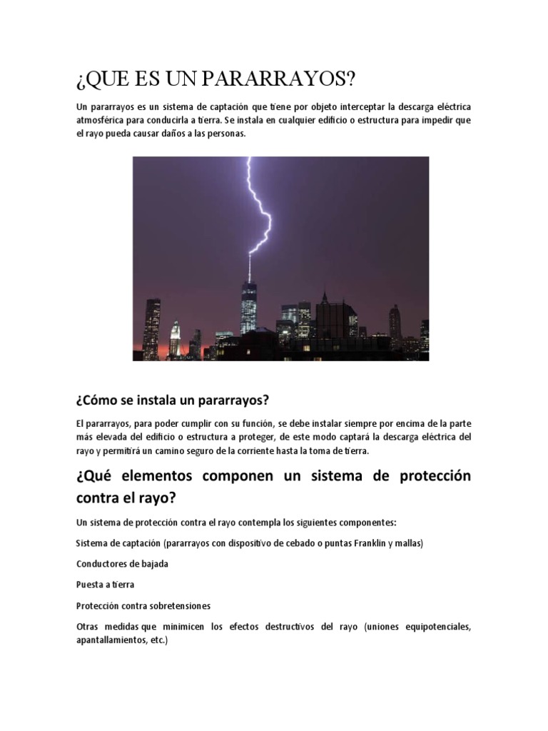 Que Es Un Pararrayos | PDF | Relámpago | Corriente eléctrica
