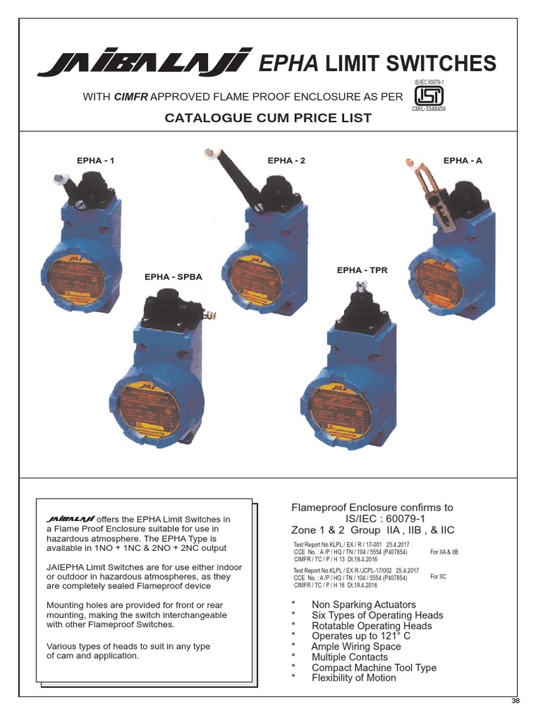 EPHA Flameproof Limit Switch Overview | PDF