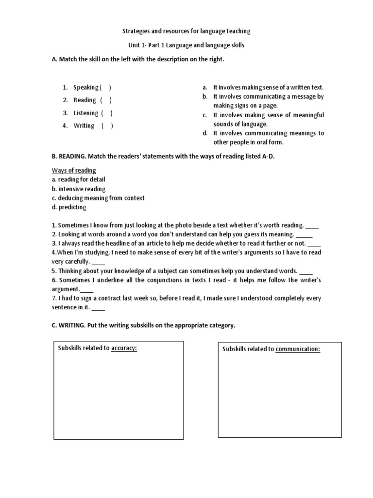 Language Skills Overview and Strategies | PDF | Language Arts & Discipline