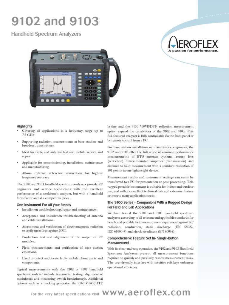 Handheld Spectrum Analyzers 9102/9103 | PDF | Antenna (Radio) | Radio ...