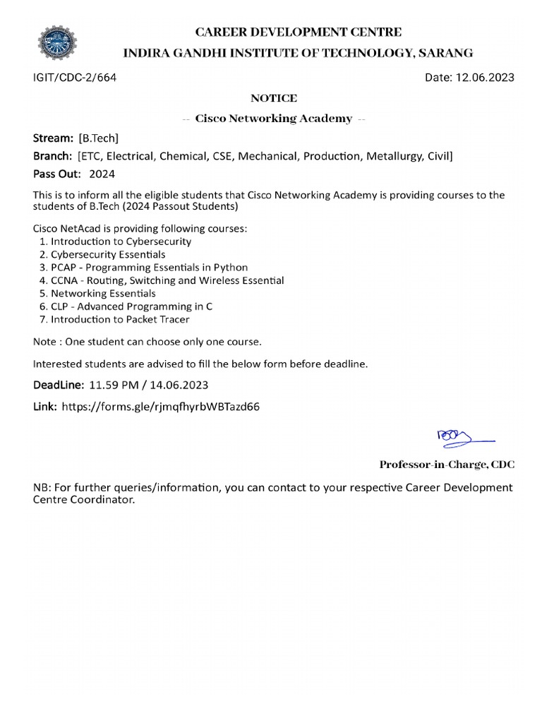 Cisco Net Acad Courses (2024 Batch) PDF