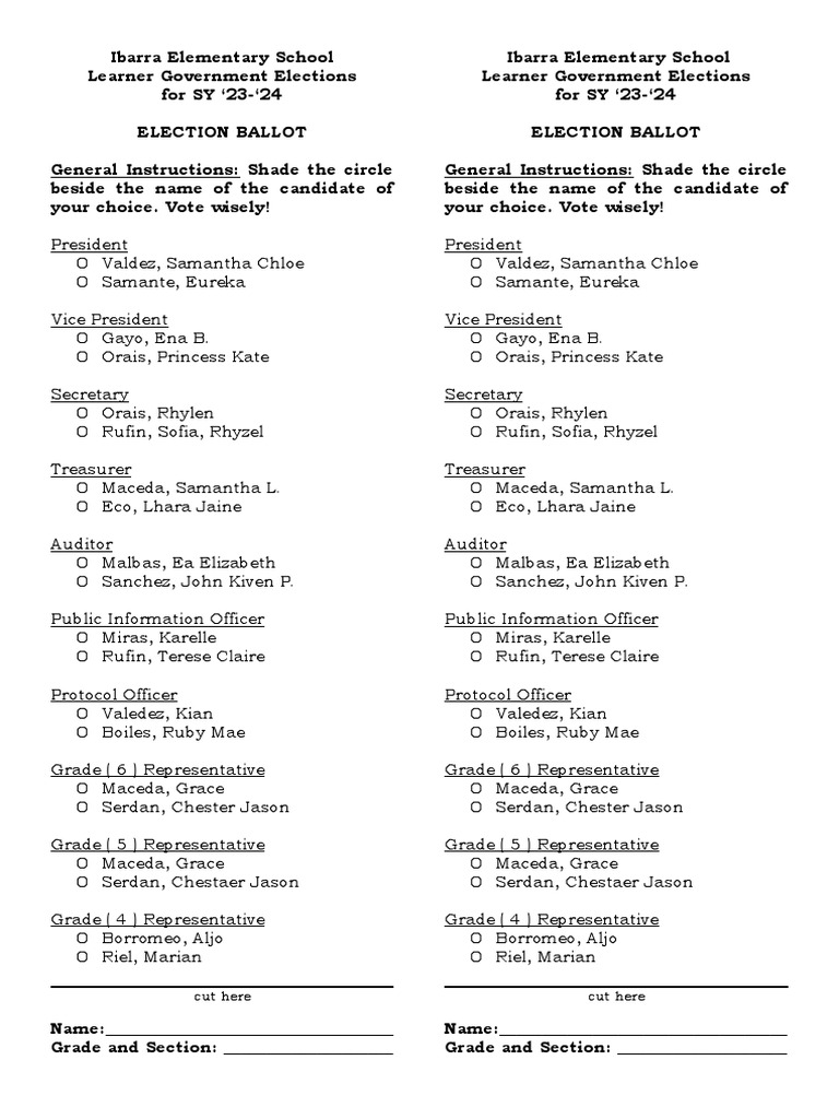 Ibarra Elementary Election Ballot 2023 | PDF | Foreign Language Studies
