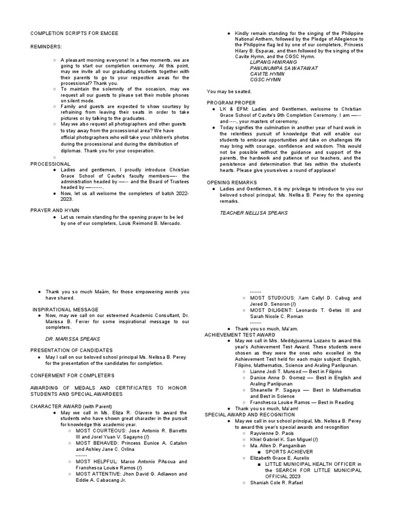 Completion Script | PDF