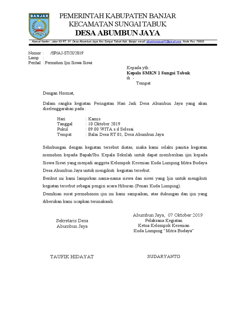 Surat Ijin Kegiatan | PDF