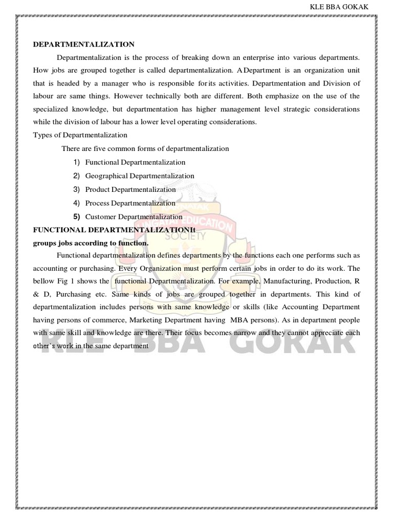 Departmentation Pdf Organizational Structure Decentralization