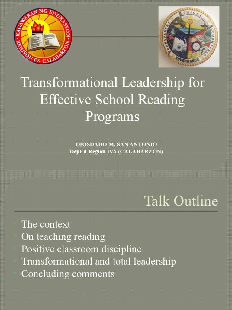 Transformational leadership for effective school reading programs pdf