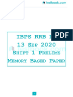 Ibps RRB Po 13 Sep 2020 Shift 1 Prelims Memory Based Paper b203f842