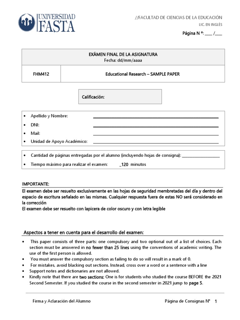 SAMPLE FINAL PAPER - Educational Research | PDF | Foreign Language Studies
