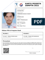 Kartu Peserta SNMPTN 2022: 4220282784 Hernanda Bagus Hanafi 0036931328 Man 1 Trenggalek Kab. Trenggalek Prov. Jawa Timur