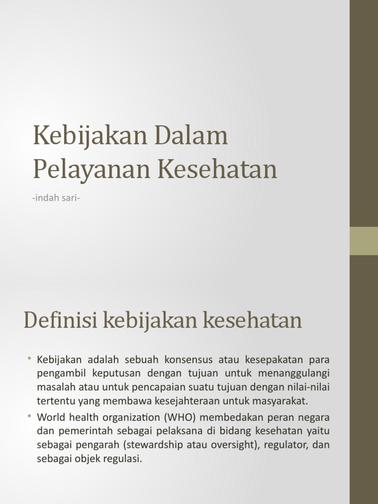 Kebijakan Dalam Pelayanan Kesehatan Pdf