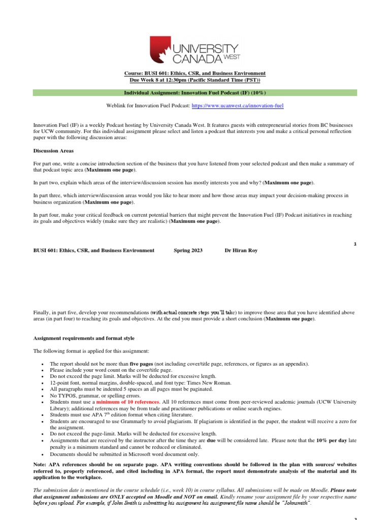 Innovation Fuel Podcast Assignment Guide | PDF | Turnitin | Thought