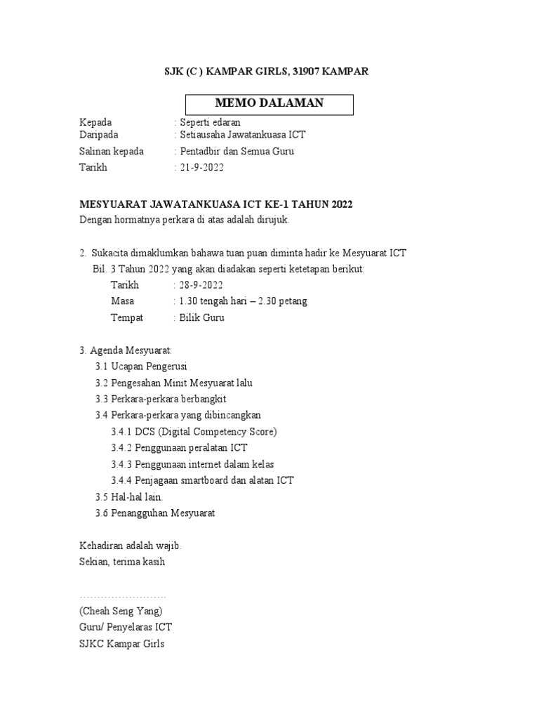 MEMO ICT 3, 2022 (Edited) | PDF