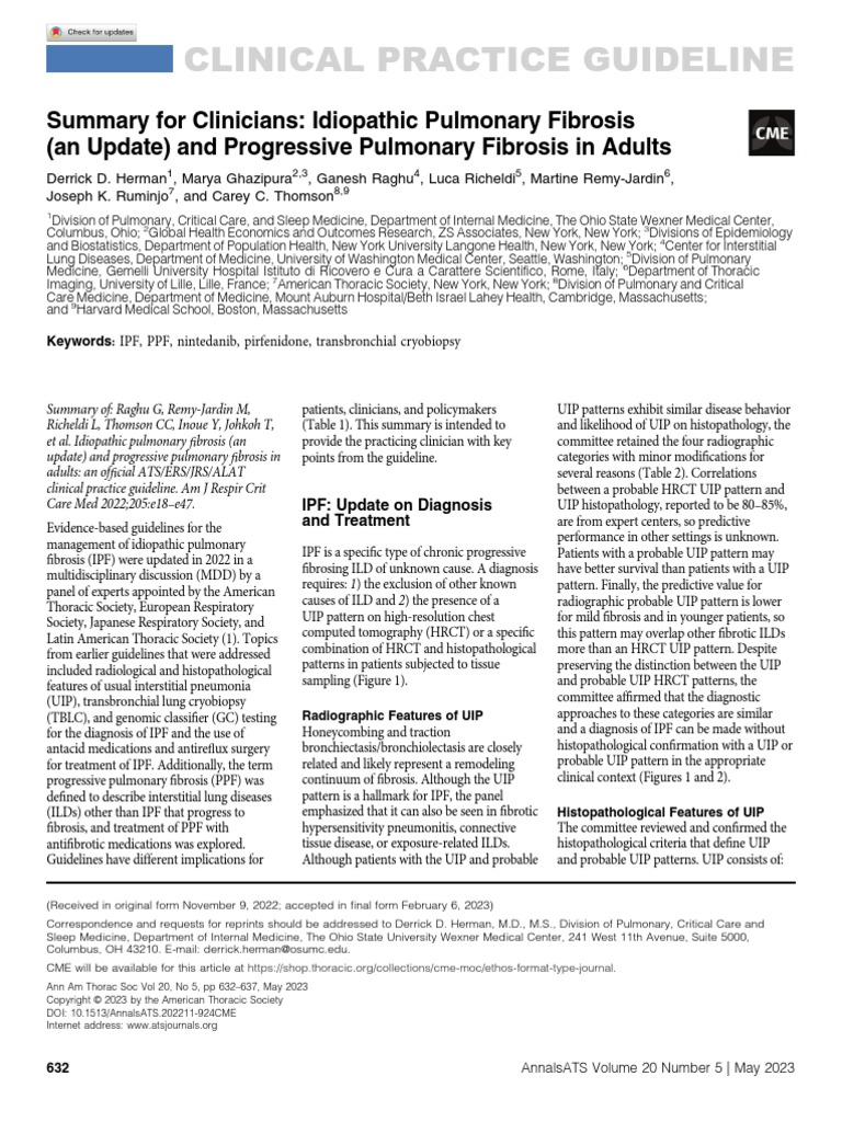 Idiopathic Pulmonary Fibrosis (An Update) and Progressive Pulmonary ...