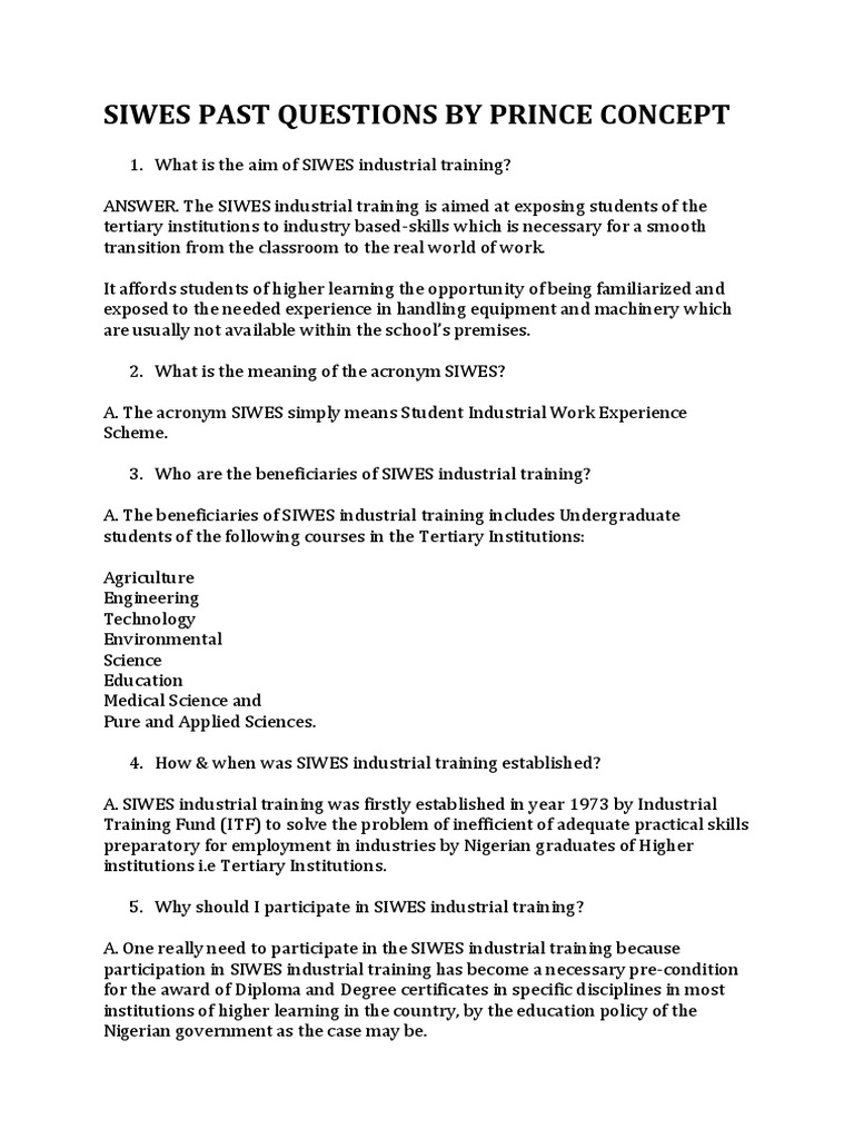 Understanding SIWES Industrial Training | PDF
