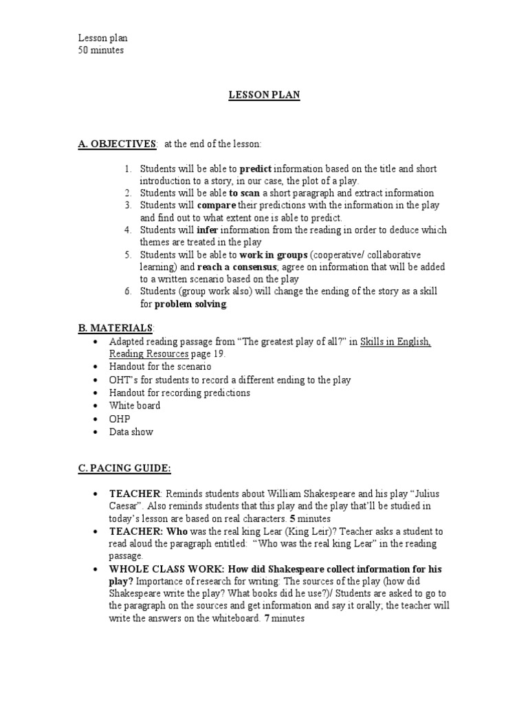 Lesson Plan Sample | PDF