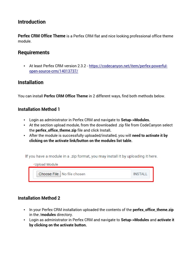 Perfex CRM Office Theme Installation Guide | PDF