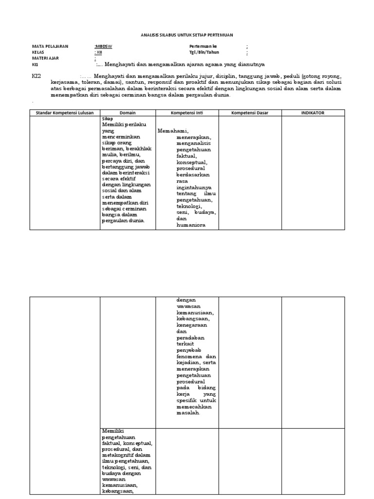 Analisis Silabus dan RPP Pembelajaran | PDF