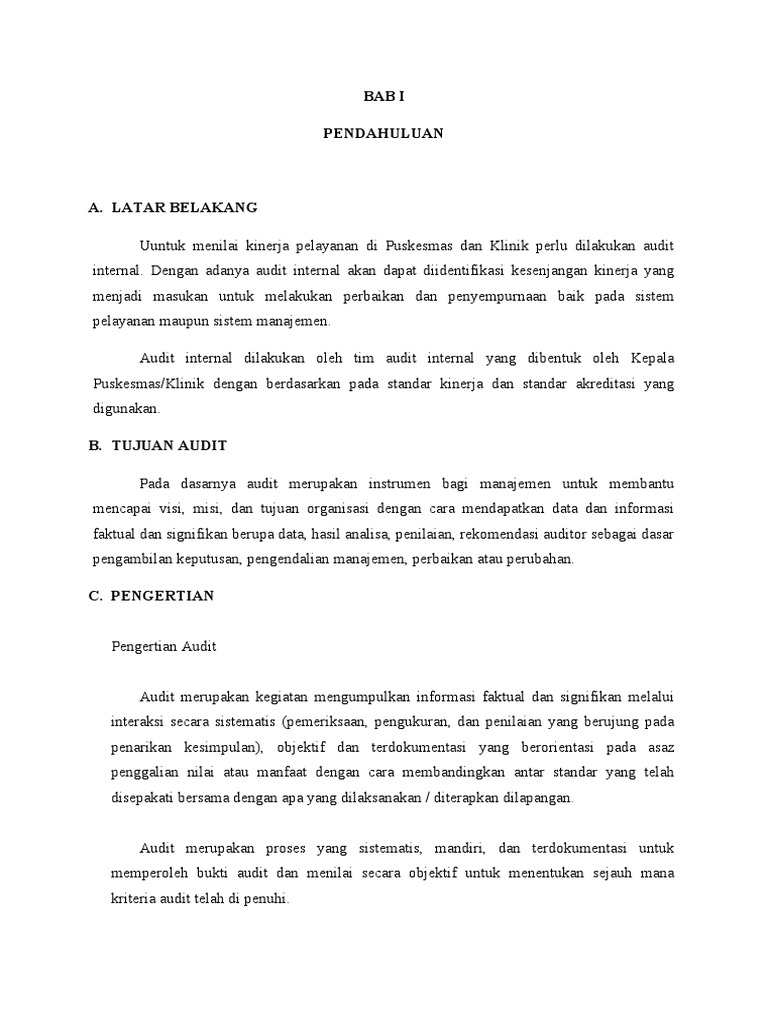 Latar Belakang Audit Internal 2020 | PDF
