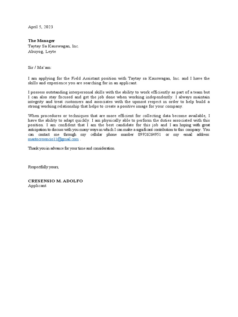Cris Application letter | PDF