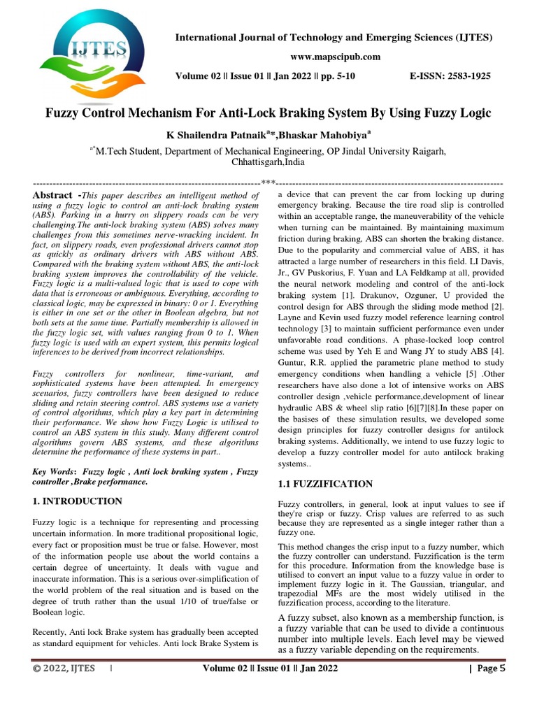 Fuzzy Control Mechanism For AntiLock Braking System by Using Fuzzy