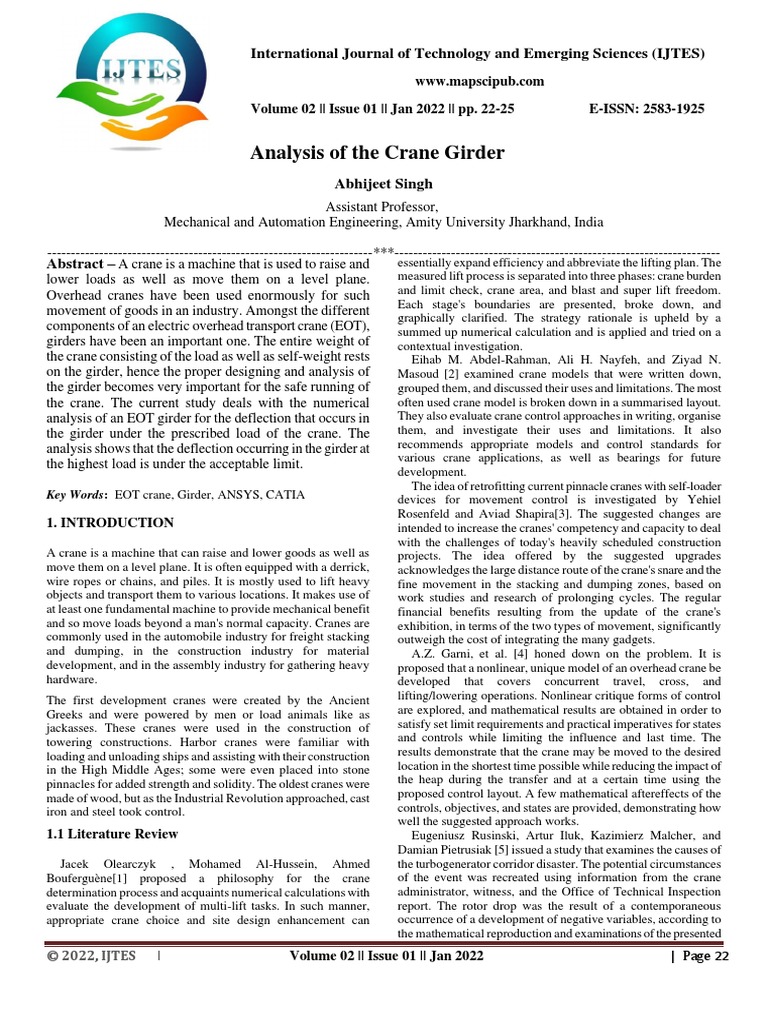 Crane Girder Analysis for EOT Safety | PDF | Crane (Machine) | Rope