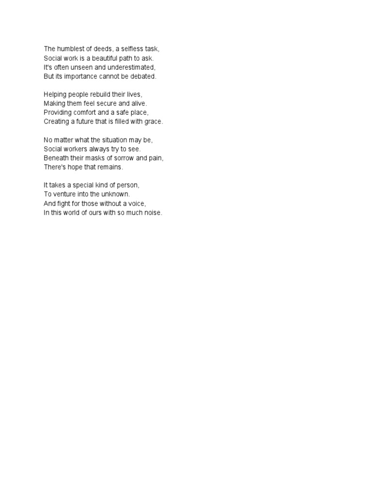 Social Work (Poem) | PDF