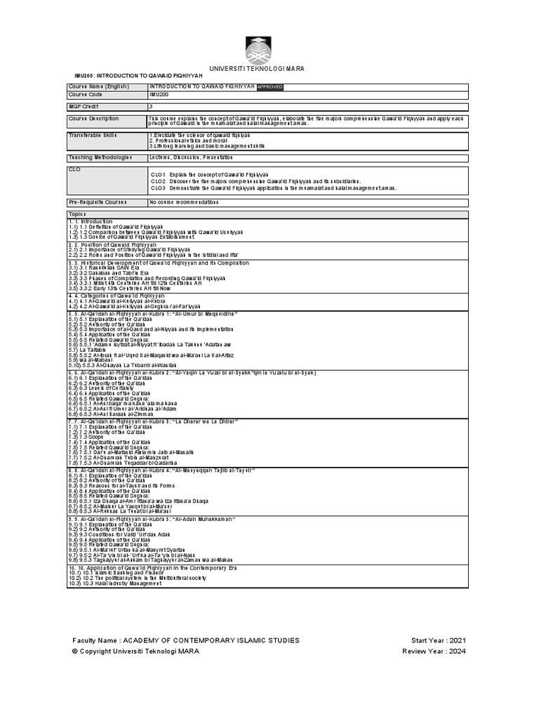 Course Introduction To Qawaid Fiqhiyyah Pdf