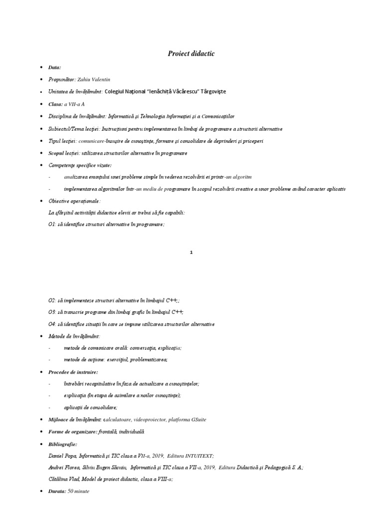 Model 2 Proiect Didactic Si Anexe | PDF