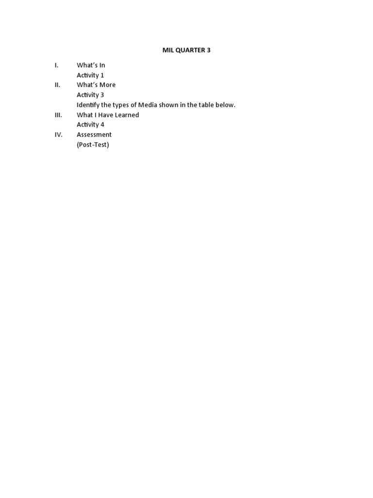 MIL Quarter 3 Activities Overview | PDF