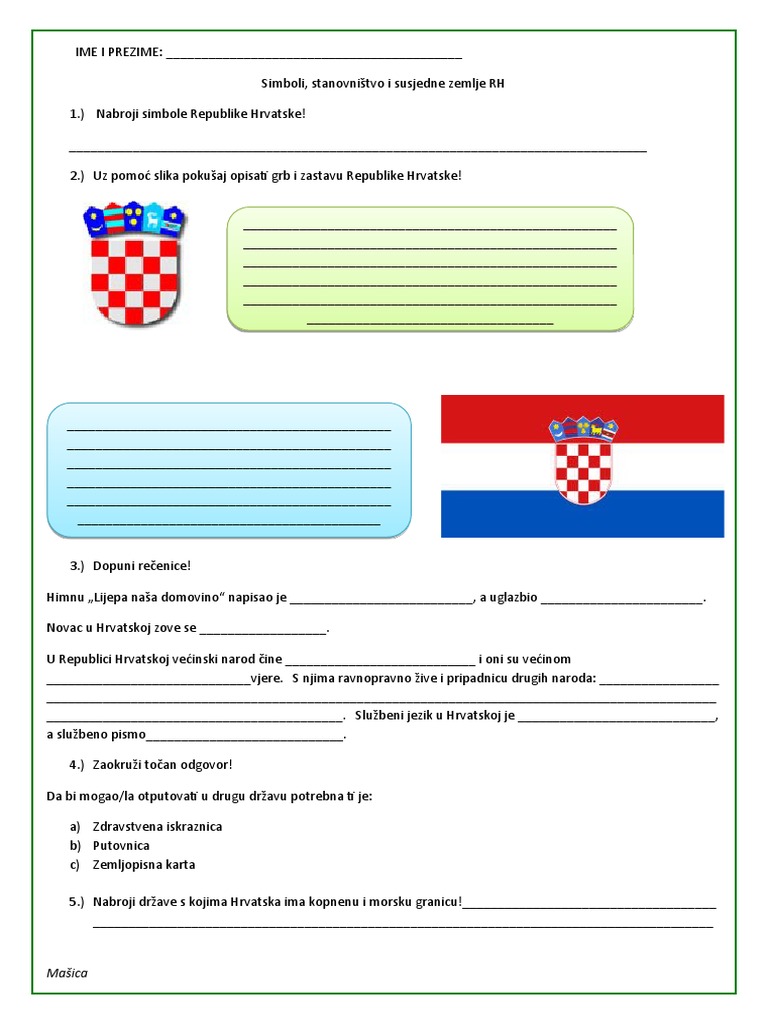 Simboli, Stanovnistvo I Susjedne Zemlje RH | PDF