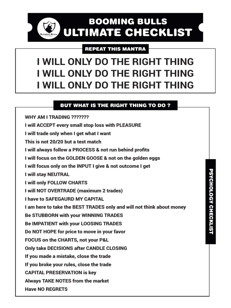 Trading Checklist Duplicate PDF Risk Technical Analysis