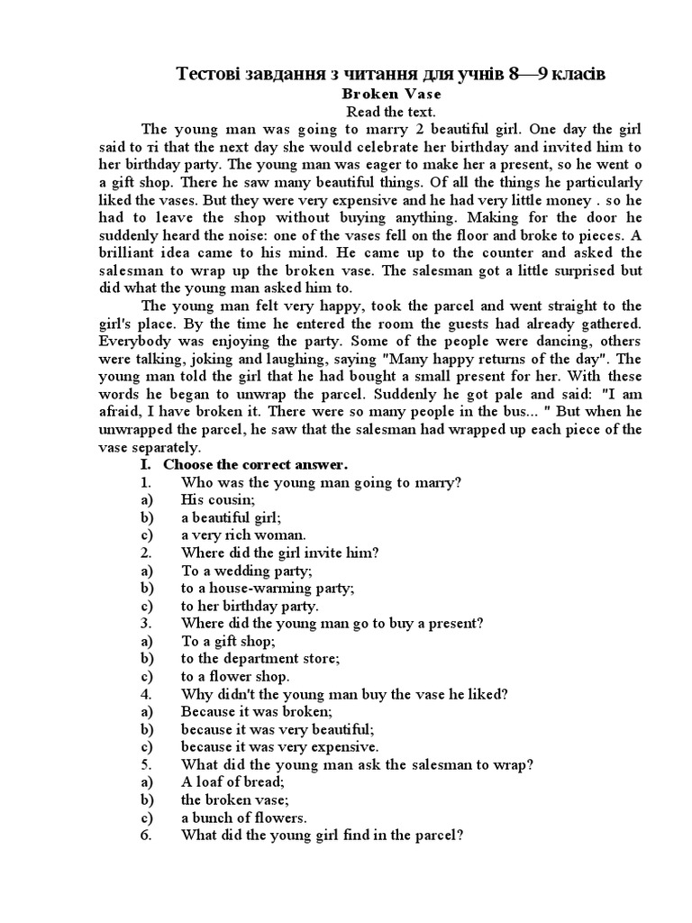 Broken Vase PDF English Language Thomas Edison