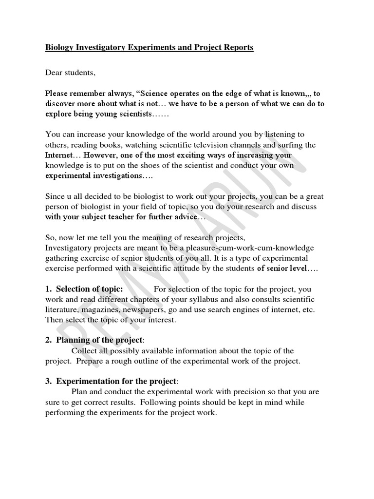 Biology Investigatory Project Guide | PDF | Experiment