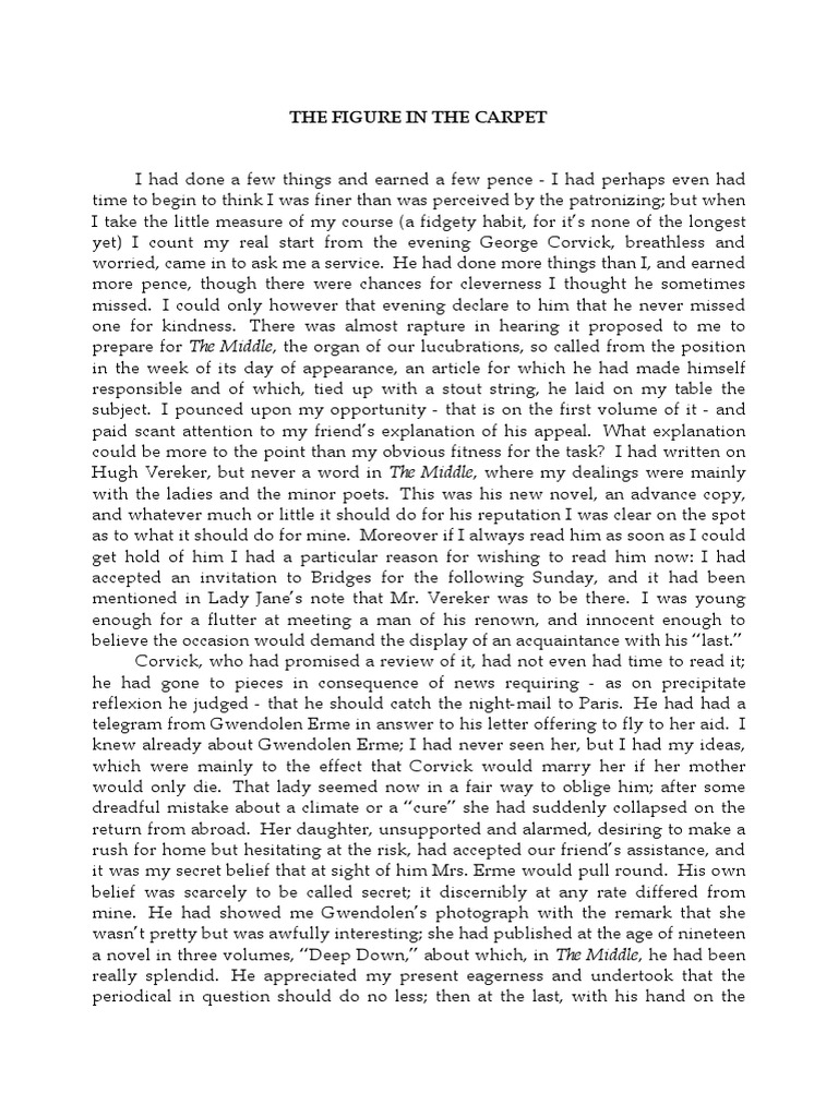 James The Figure in The Carpet Short Story PDF