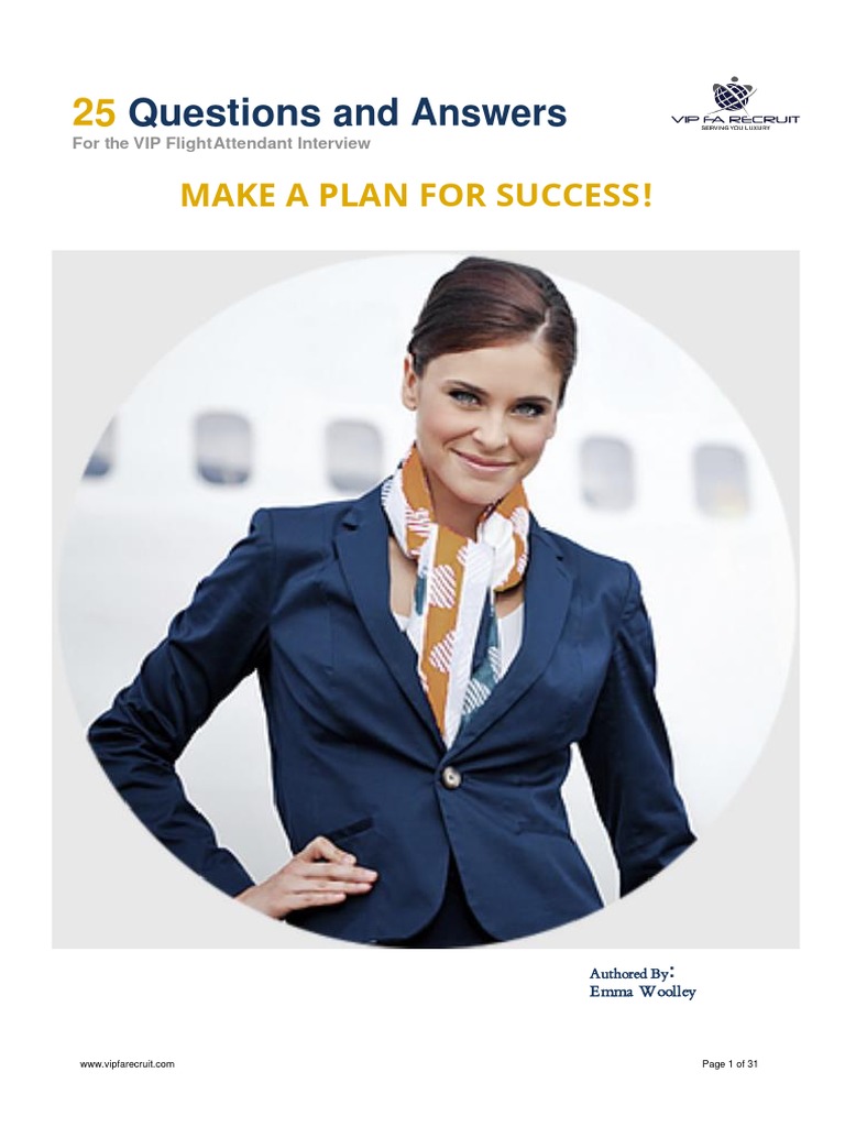 25 Questions and Answers For The VIP Flight Attendant Interview | PDF ...