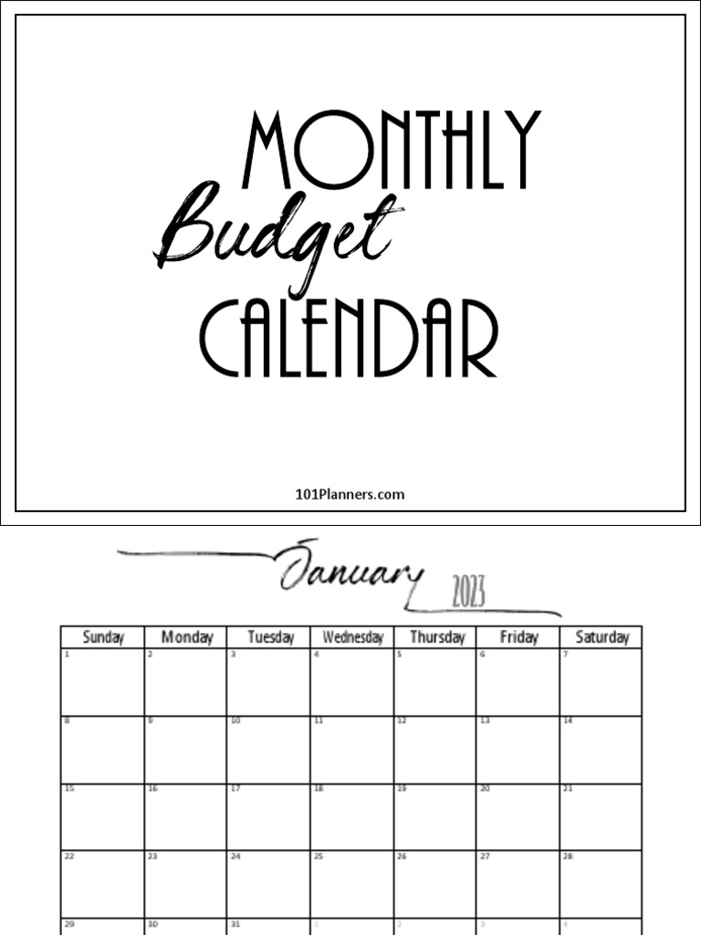 Editable 2023 Budget Calendar PDF PDF