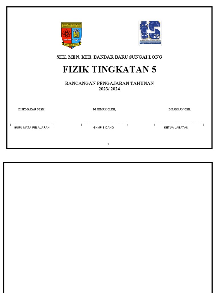 Contoh Muka Depan RPT (2023) | PDF