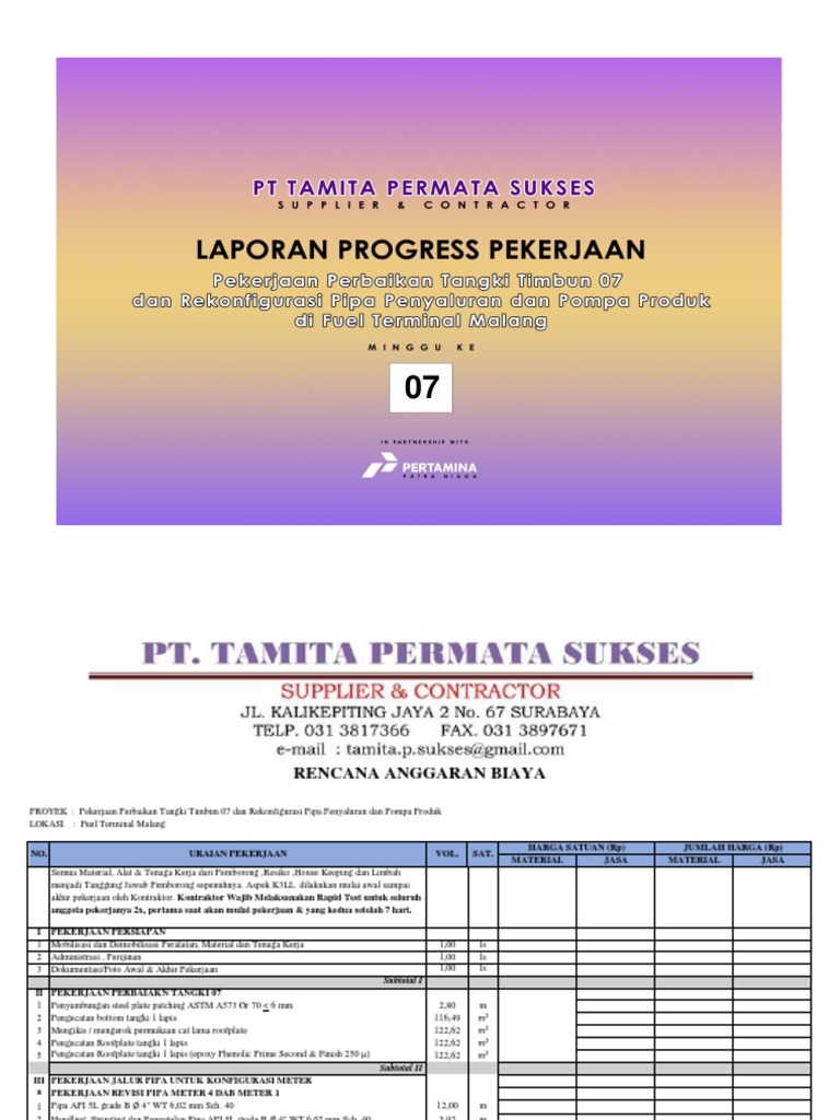 (TNK 7 - 87,54%) 02.08 Perbaikan Tangki Timbun No. 07 Dan Rekonfigurasi ...