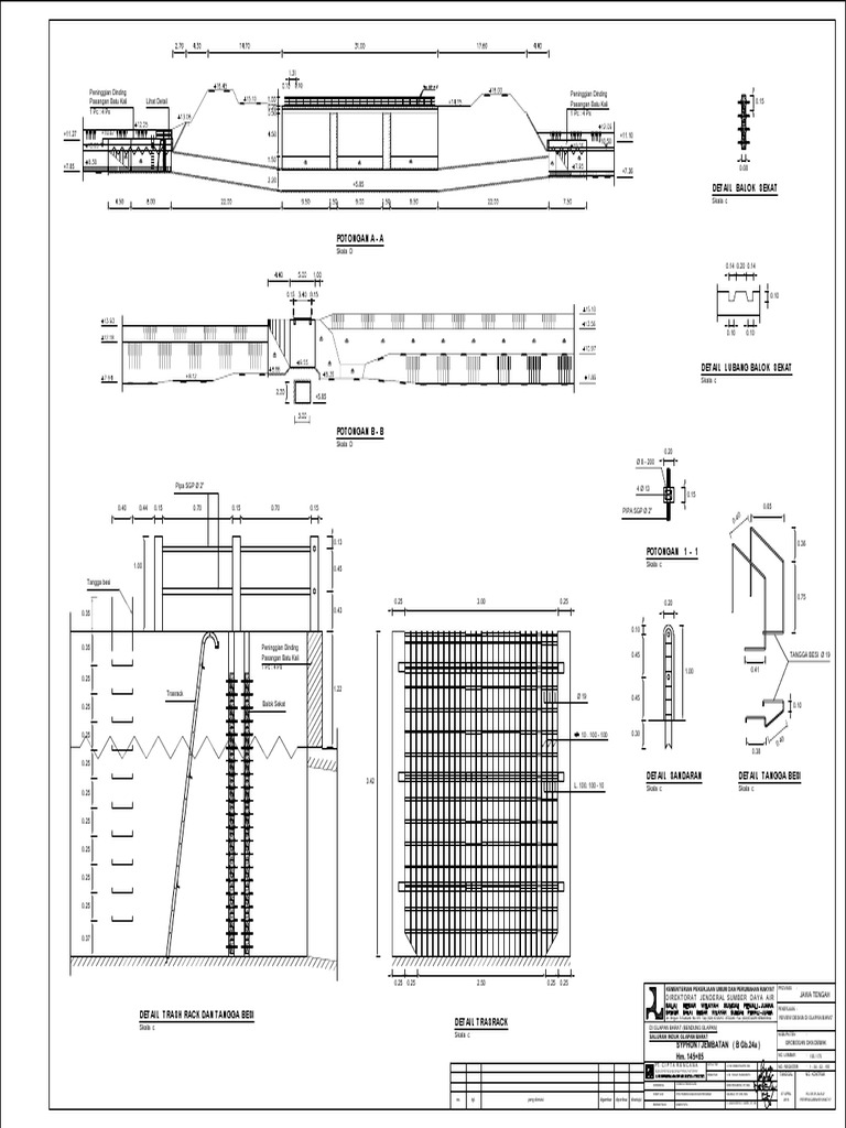 Detail Desain Trashrack Bendungan | PDF