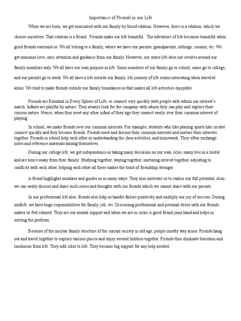 Importance of Friendship | PDF