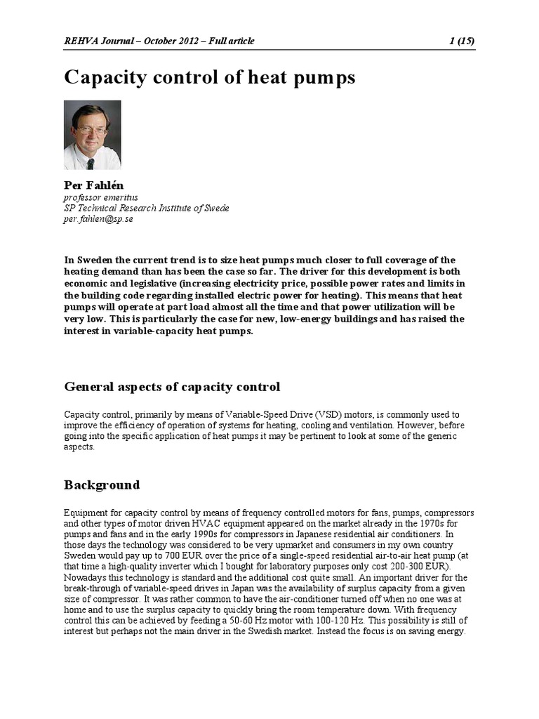 Capacity control of heat pumps (Full version) PDF Heat Pump
