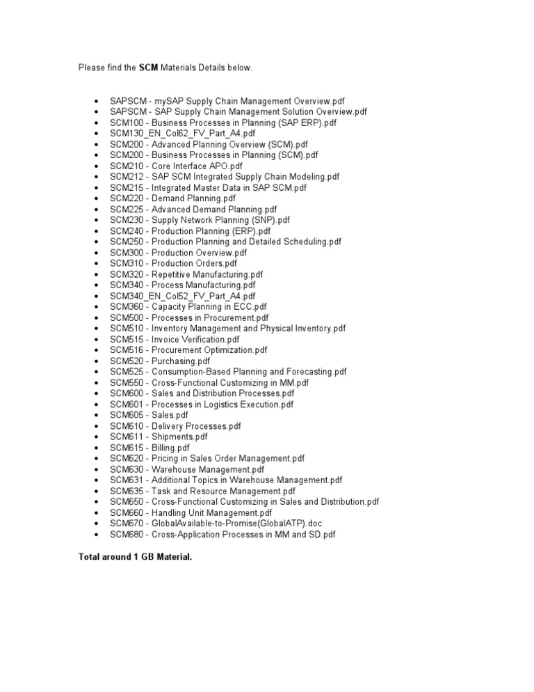 SAP SCM Materials Overview and Details | PDF | Supply Chain | Business ...