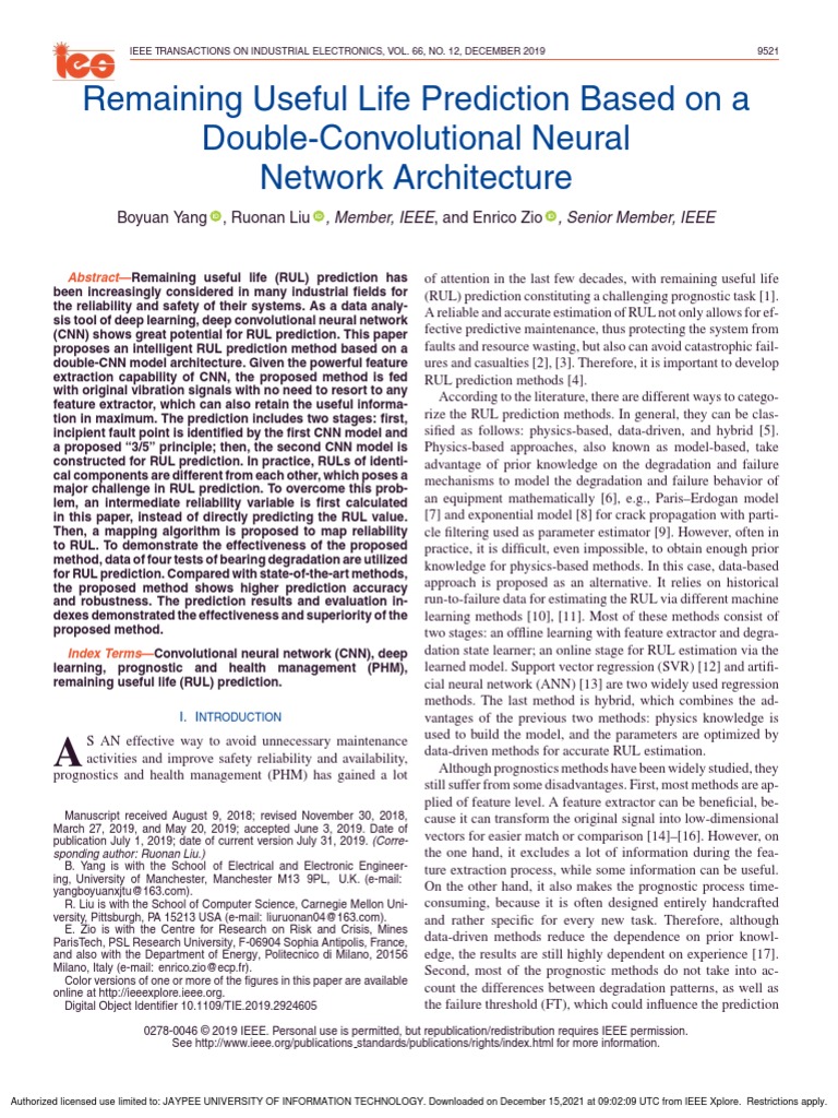 2019remaining Useful Life Prediction Based On A Double-Convolutional ...